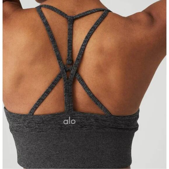 Alo Alosoft Lavish Bra in Dark Heather Gray Size Medium - Picture 2 of 3